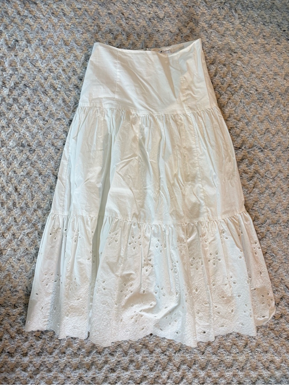 En Saison White Tiered Eyelet Maxi Skirt